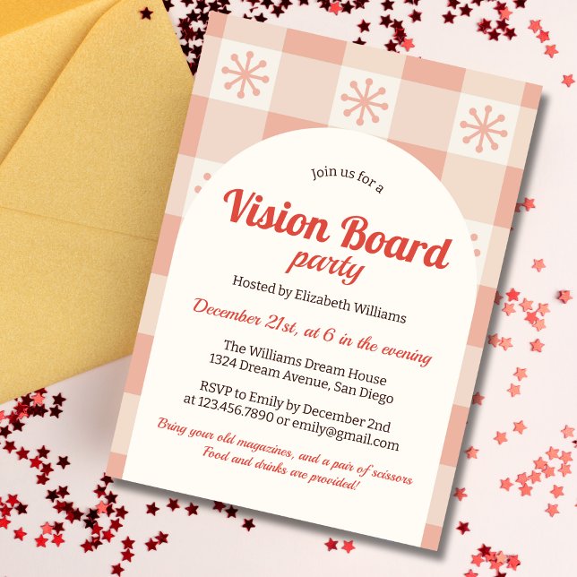 Retro Winter Snowflakes Dream Vision Board Party Invitation (Retro Winter Snowflakes Dream Vision Board Party Invitation)