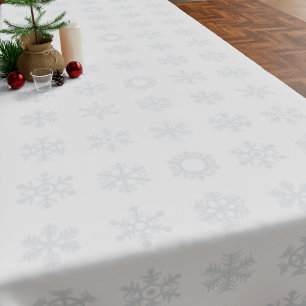 Retro Winter Snowflakes White Cotton Tablecloth