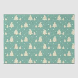 Retro Winter Trees on Turquoise Tissue Paper