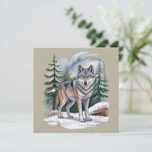 Retro Winter Wolf Watercolor 90's Wilderness Natur Invitation