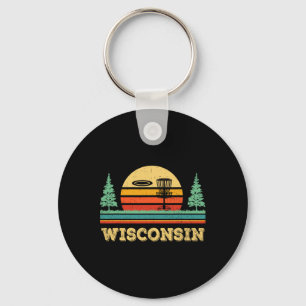 Retro Wisconsin Disc Golf Gift Disc Golfing Lover Key Ring