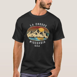 Retro Wisconsin Mountain Sunset River Souvenir La T-Shirt
