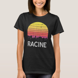 Retro Wisconsin Racine Skyline Vintage Urban Build T-Shirt