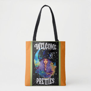 Retro Witch Beauty Halloween Tote Bag