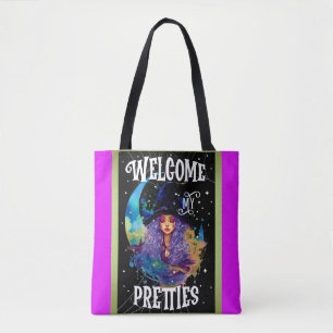 Retro Witch Beauty Halloween Tote Bag