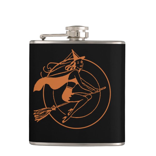 Retro Witch Hip Flask (Front)