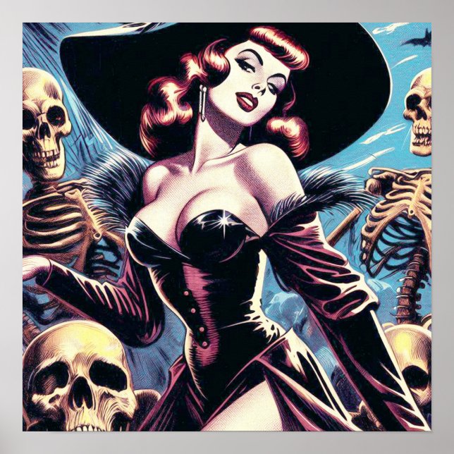 Retro Witch Horror Pin-up Poster (Front)