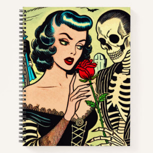 Retro Witch Vampire Girl Horror Comics Notebook