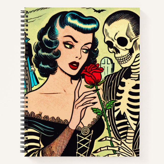 Retro Witch Vampire Girl Horror Comics Notebook (Front)
