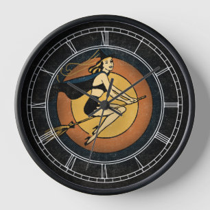 Retro Witch Wall Clock