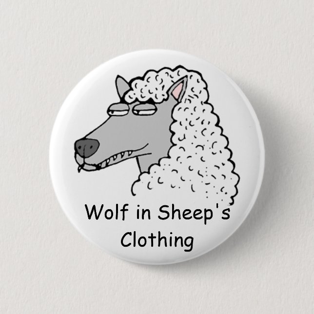 Retro Wolf in Sheep's Clothing 6 Cm Round Badge (Front)