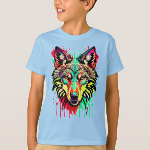 Retro Wolf T-Shirt - Colourful Wolf Shirt
