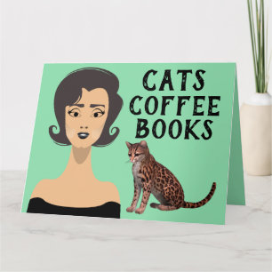 RETRO WOMAN ART CAT BIRTHDAY CARDS
