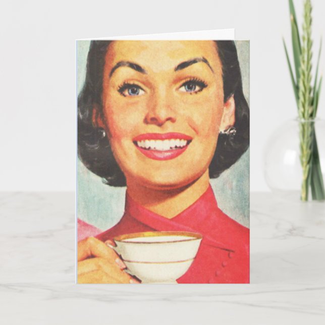 RETRO WOMAN BIRTHDAY ESPRESSO COFFEE CARDS (Front)