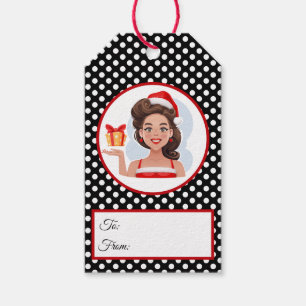 Retro Woman Christmas Gift Tag