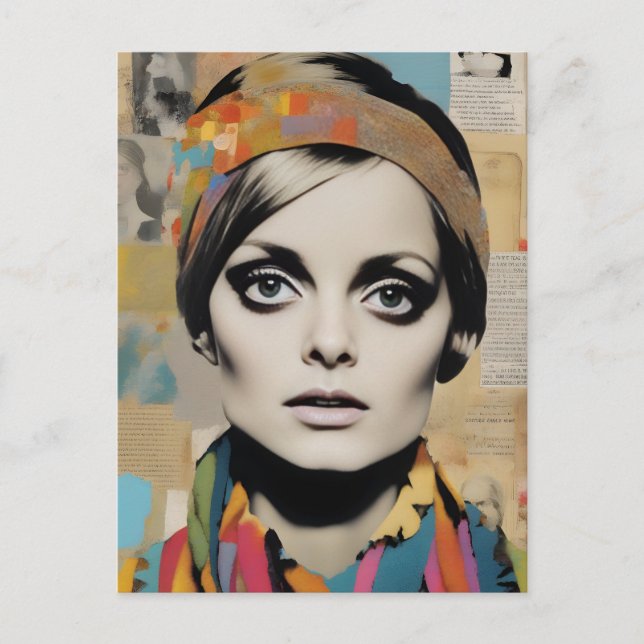 Retro Woman Collage Postcard (Front)