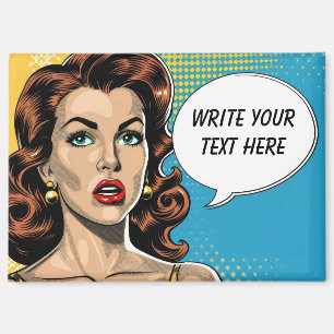 Retro Woman Customisable Text Magnet
