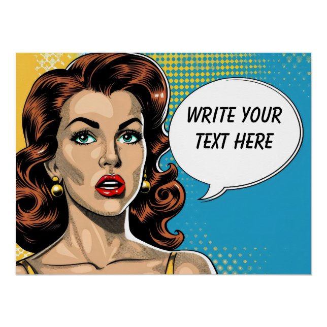 Retro Woman Customisable Text Poster (Front)