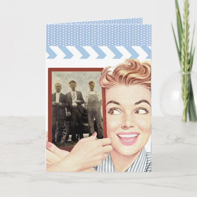 Retro Woman Holding a Photo Card (Front)