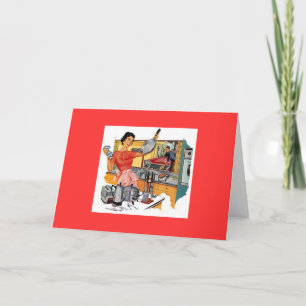 Retro Woman in Kitchen Card