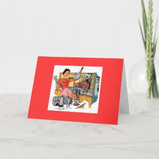 Retro Woman in Kitchen Card