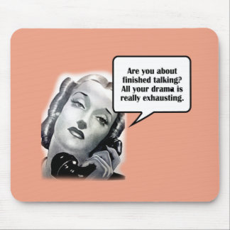 Retro Woman on Phone, Drama Mouse Pad