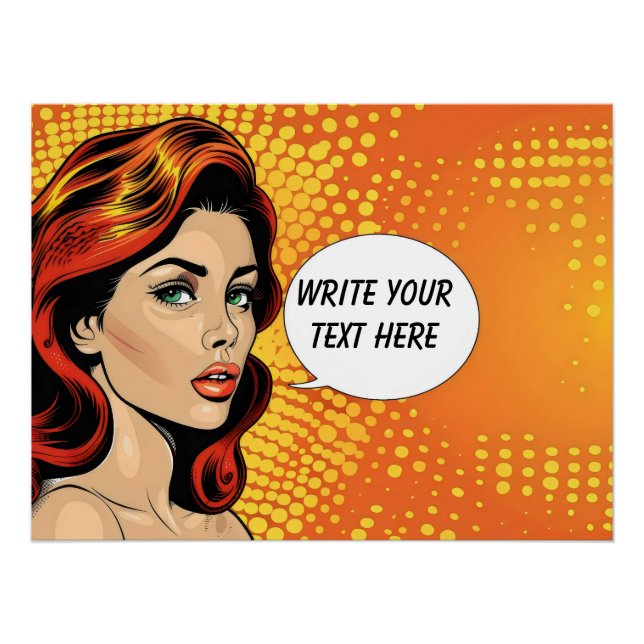 Retro Woman Orange Customisable Poster (Front)