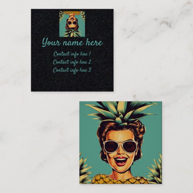 Retro Woman Pineapple Swinger Calling Card (Front/Back)