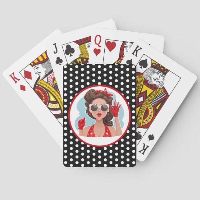 Retro Woman Playing Cards (Back)