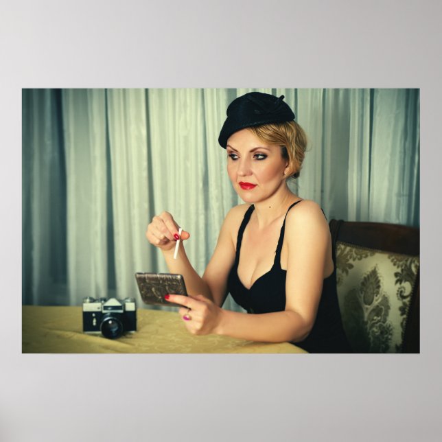 Retro woman smoking poster (Front)
