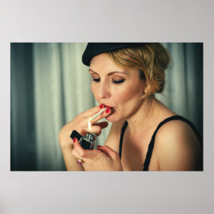 Retro woman smoking poster