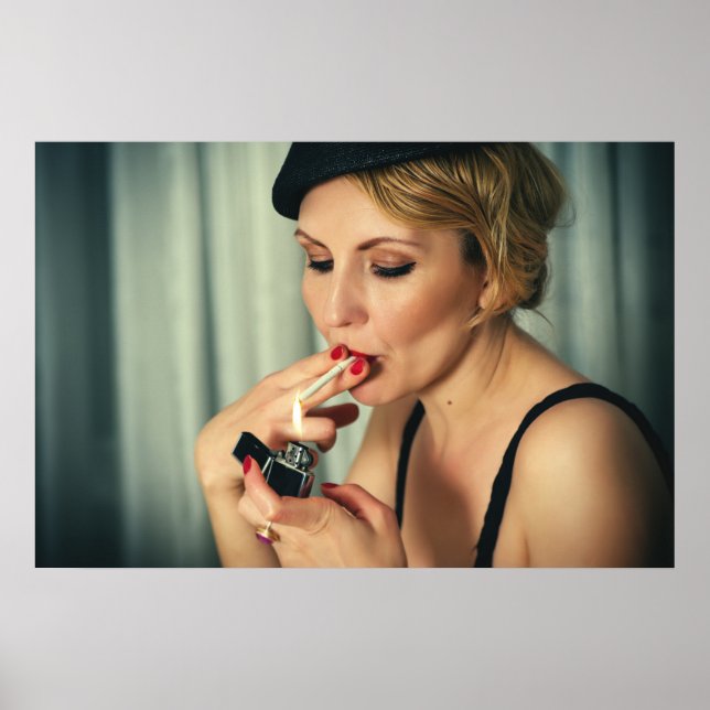 Retro woman smoking poster (Front)