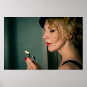 Retro woman smoking poster