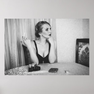 Retro woman smoking poster