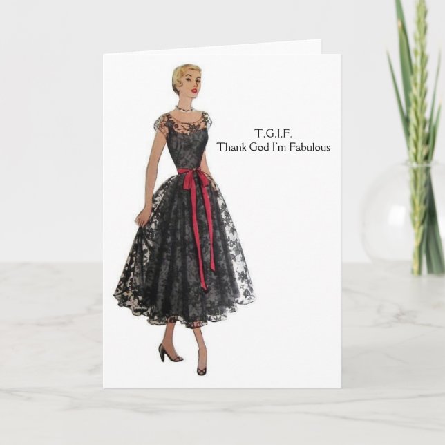 Retro Woman - TGIF - Thank God I'm Fabulous, You Card (Front)