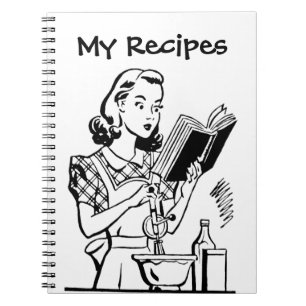 Retro Woman With Cookbook Notebook