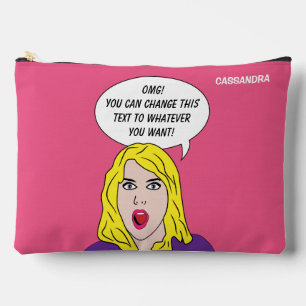 RETRO WOMAN with YOUR TEXT custom Accessory Pouch