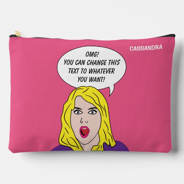 RETRO WOMAN with YOUR TEXT custom Accessory Pouch (Front)