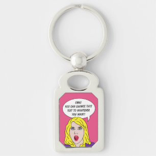 RETRO WOMAN with YOUR TEXT custom key chain