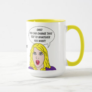 RETRO WOMAN with YOUR TEXT custom mugs