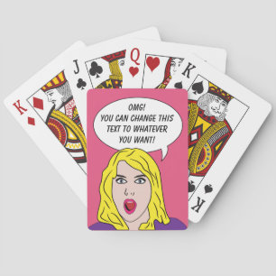 RETRO WOMAN with YOUR TEXT custom playing cards