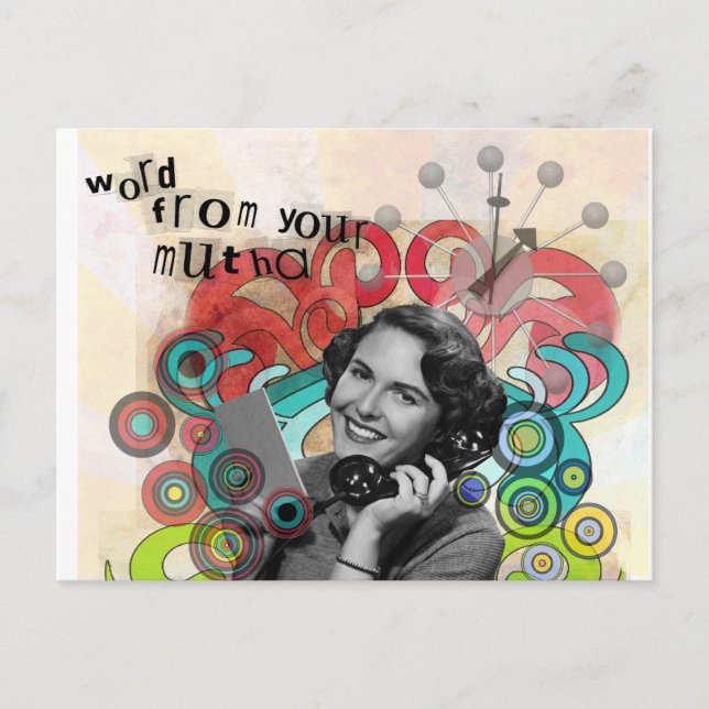 Retro Woman Word From Your Mother Postcard (Front)