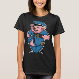 Retro Women Mens Pig Cop Farm Animal I Love Pigs T-Shirt