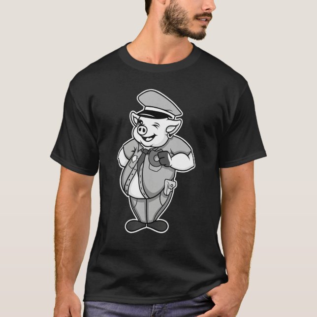 Retro Women Mens Pig Cop, Farm Animal Lover, I Lov T-Shirt (Front)