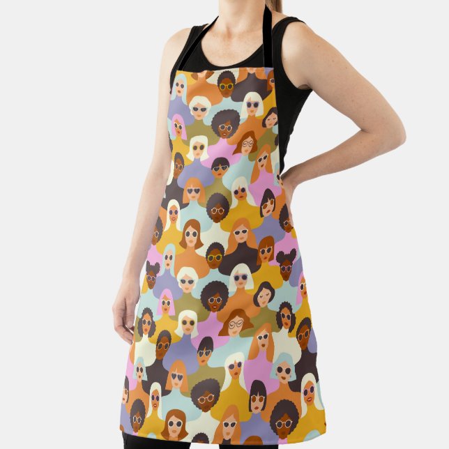 Retro Women of the World Pattern Apron (Insitu)