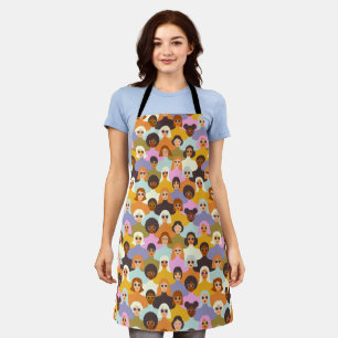 Retro Women of the World Pattern Apron
