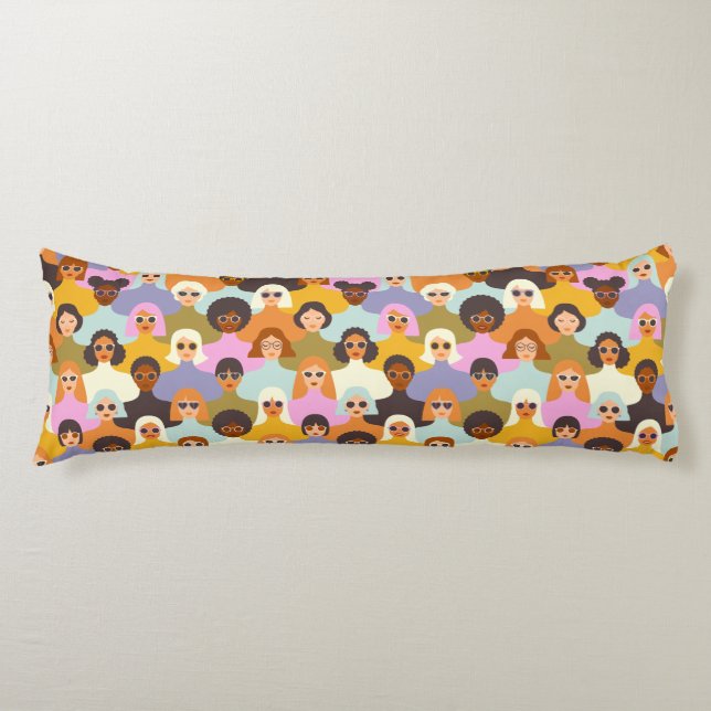 Retro Women of the World Pattern Body Cushion (Front)