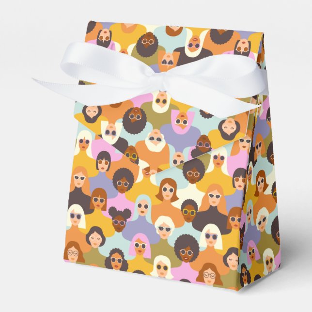 Retro Women of the World Pattern Favour Box (Front Side)