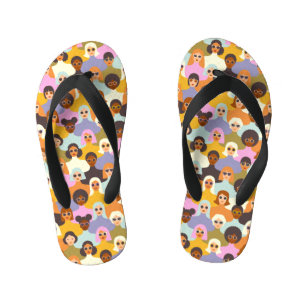 Retro Women of the World Pattern Kid's Thongs