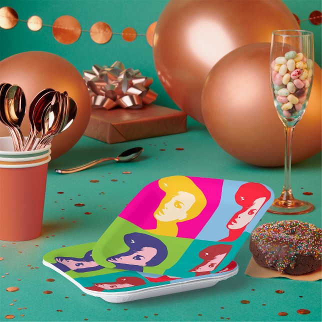 Retro Women Pop Art Paper Plate (Creator Uploaded)